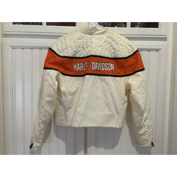 Harley Davidson Racing Jacket- White and orange Women’s Sz L EUC Biker Grunge - Picture 2 of 13